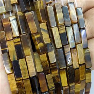 Natural Tiger Eye Stone Cuboid Beads, approx 4x4x13mm