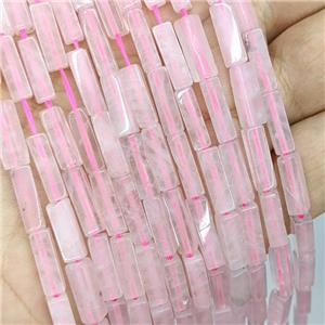 Natural Pink Rose Quartz Beads Cuboid, approx 4x4x13mm