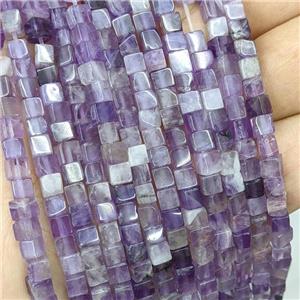 Natural Amethyst Beads Purple Cube, approx 4mm