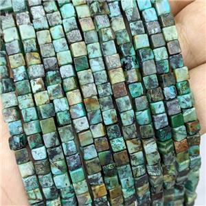 Natural African Turquoise Cube Beads Green, approx 4mm