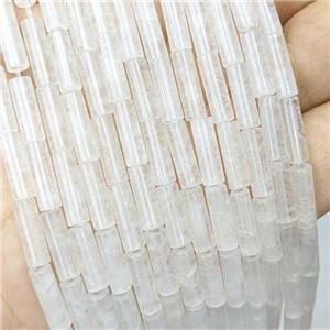 White Synthetic Quartz Tube Beads, approx 4x13mm