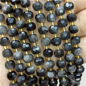 Natural Silver Obsidian Beads Faceted Rondelle, approx 6-8mm