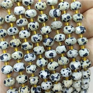 Natural Black Dalmatian Jasper Beads Faceted Rondelle, approx 6-8mm