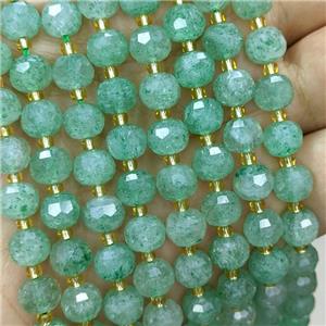 Natural Green Strawberry Quartz Beads Faceted Rondelle, approx 6-8mm