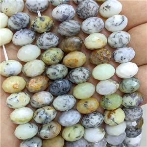 Natural Moss Opal Beads Faceted Rondelle Multicolor, approx 8-12mm