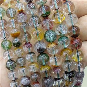 Natural Chlorite Quartz Beads Smooth Round Multicolor, approx 10mm