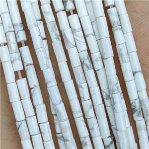 Natural White Howlite Turquoise Tube Beads, approx 2x4mm