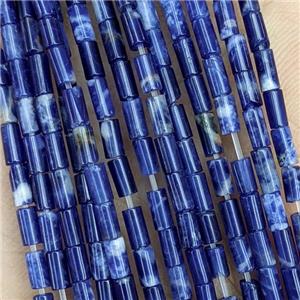 Natural Blue Sodalite Tube Beads, approx 2x4mm