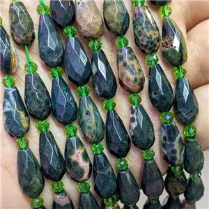 Natural Green Ocean Agate Beads Faceted Teardrop, approx 8-16mm