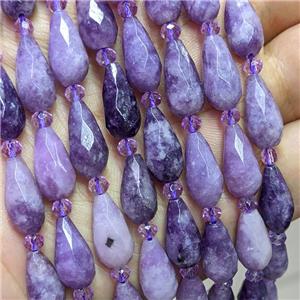 Natural Lilac Jasper Beads Faceted Teardrop, approx 8-16mm