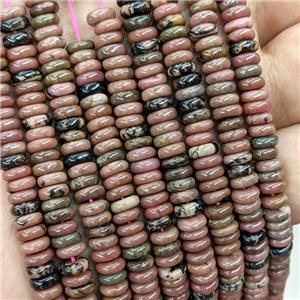 Natural Chinese Rhodonite Heishi Beads Pink, approx 6mm