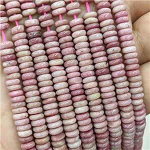 Natural Pink Wood Lace Jasper Heishi Beads, approx 6mm