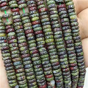 Natural Dragon Bloodstone Heishi Beads Green, approx 6mm