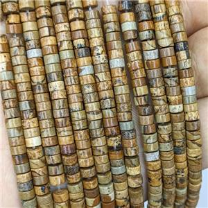 Natural Picture Jasper Heishi Beads, approx 4mm