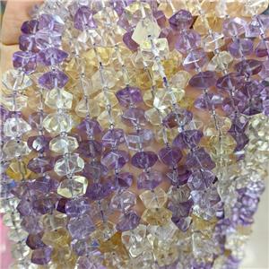 Natural Citrine And Amethyst Beads Faceted Square, approx 9-12mm