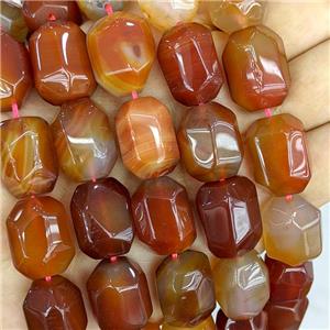 Natural Red Agate Column Beads Faceted, approx 16-20mm