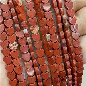 Natural Red Jasper Heart Beads, approx 6mm