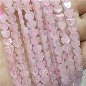 Natural Pink Rose Quartz Heart Beads, approx 6mm