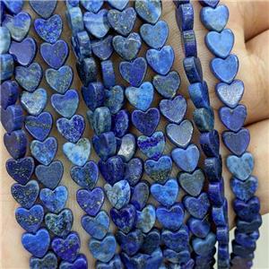 Natural Blue Lapis Lazuli Heart Beads, approx 6mm