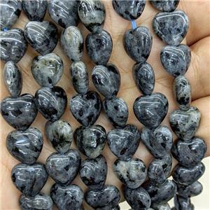 Natural Black Labradorite Heart Beads, approx 12mm