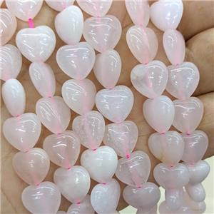 Natural Pink Rose Quartz Heart Beads, approx 12mm