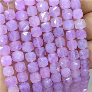 Lavender Jade Beads Dye Faceted Cube, approx 7-8mm