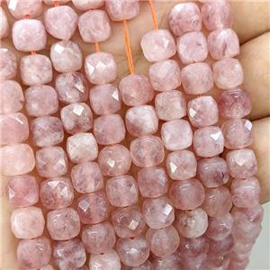 Salmon Jade Beads Dye Faceted Cube, approx 7-8mm