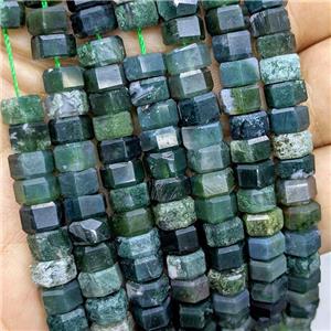 Natural Green Moss Agate Hexagon Beads, approx 5-8mm