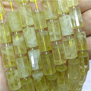 Natural Lemon Quartz Tube Beads Column, approx 10-16mm