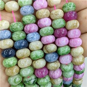 Dye Jade Beads Smooth Rondelle B-Grade Mixed Color, approx 8-12mm