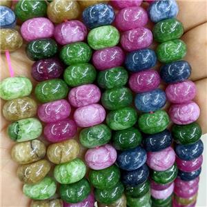 Dye Jade Beads Smooth Rondelle B-Grade Mixed, approx 8-12mm