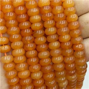 Jade Beads Smooth Rondelle Orange Dye, approx 6x10mm