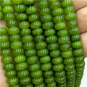 Jade Beads Smooth Rondelle Green Dye, approx 6x10mm