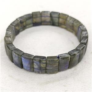 Natural Labradorite Bracelet Stretchy Rectangle, approx 8-12mm, 53mm dia