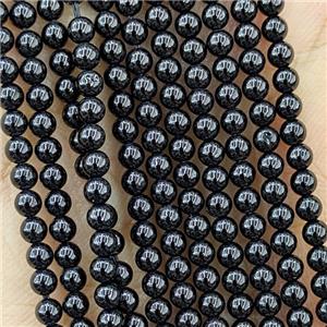 Natural Spinel Beads Black Smooth Round, approx 3mm