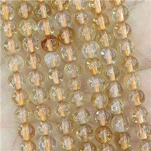 Natural Citrine Beads Yellow Smooth Round, approx 4mm