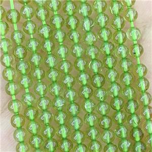 Natural Peridot Beads Green Smooth Round, approx 3.4mm