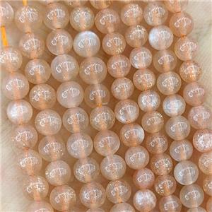 Natural Golden Spot Sunstone Beads Smooth Round, approx 4mm