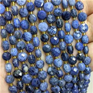 Natural Blue Dumortierite Beads Faceted Coin, approx 6mm