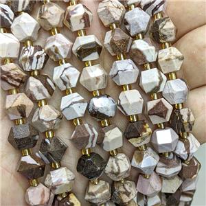 Natural Australian Zebra Jasper Beads Coffee Cut Bicone, approx 8-10mm