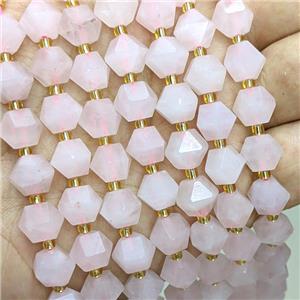 Natural Pink Rose Quartz Beads Cut Bicone, approx 8-10mm