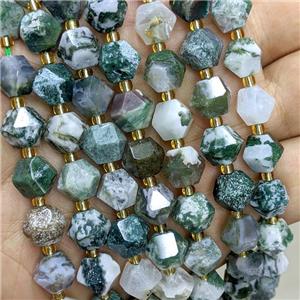 Natural Green Tree Agate Beads Cut Bicone, approx 8-10mm