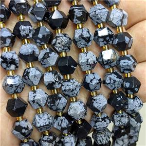 Natural Black Snowflake Jasper Beads Cut Bicone, approx 8-10mm