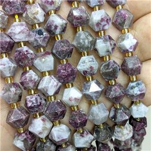 Natural Plum Blossom Tourmaline Beads Cut Bicone, approx 8-10mm