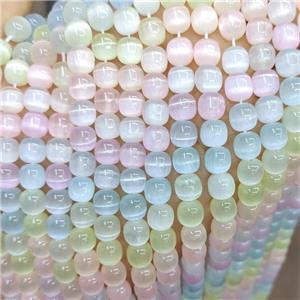 Natural Selenite Barrel Beads Dye Multicolor, approx 8x8mm