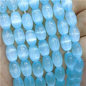 Natural Selenite Rice Beads Aqua Dye, approx 8-12mm