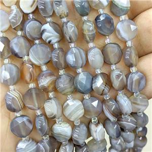 Natural Botswana Agate Beads Faceted Coin, approx 10mm