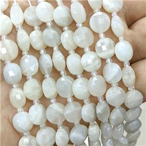 Natural White Moonstone Beads Faceted Coin, approx 10mm