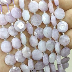 Natural Kunzite Beads Purple Faceted Coin, approx 10mm