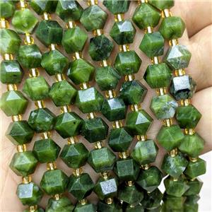 Chinese Jadeite Beads Green Cut Bicone, approx 8-10mm